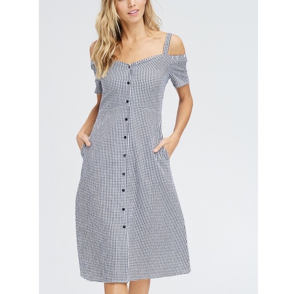 Gingham Midi Button Down Dress - Picture 3 of 4